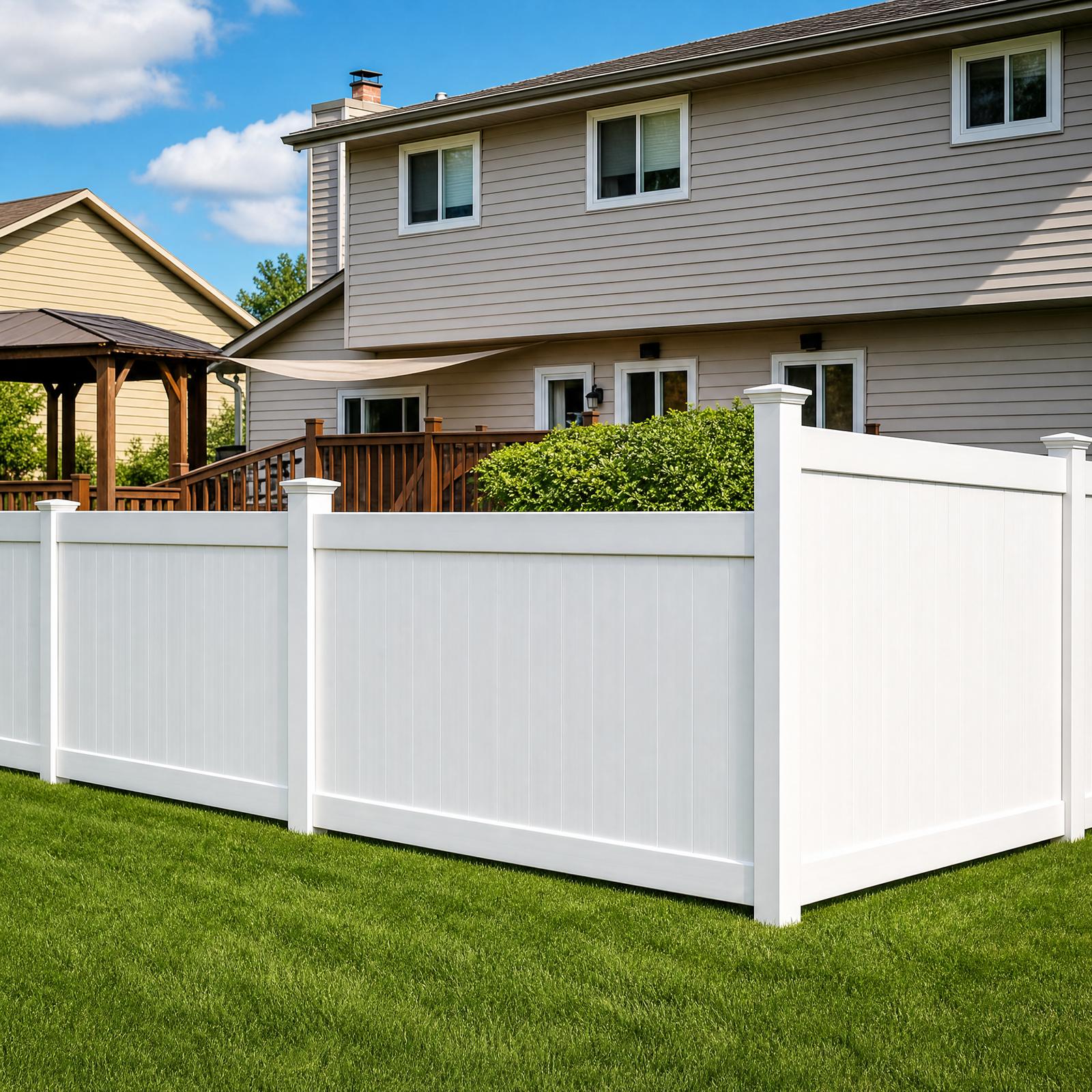 Residential vinyl privacy fence installation